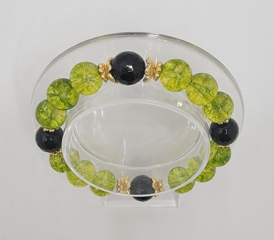 Peridot & Faceted Black Onyx on 18k Gold Plated Accents
