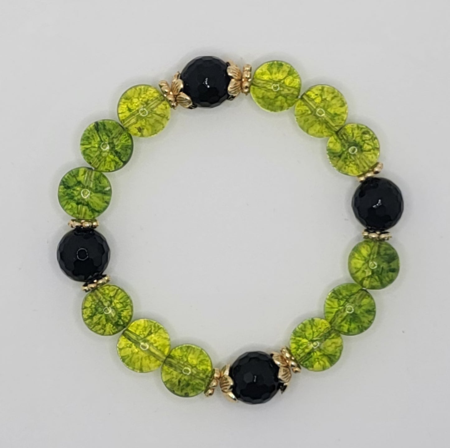 Peridot & Faceted Black Onyx on 18k Gold Plated Accents--FREE SHIPPING for this item!