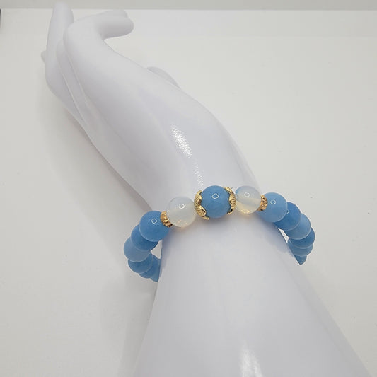 Aquamarine & Opal on 18K Gold Plated Pi Xiu (dragon) Charm with 18k Gold Plated Accents