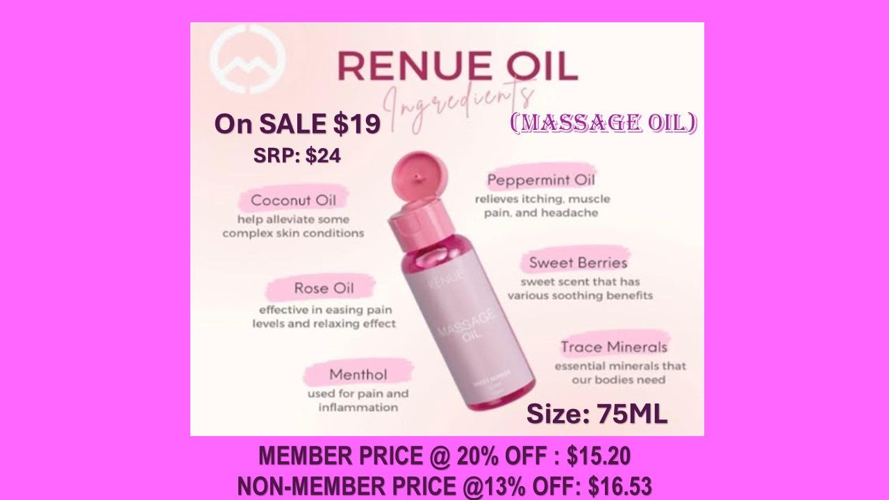MCC RENUE MASSAGE OIL 75ML--READY TO SHIP--LIMITED STOCK!