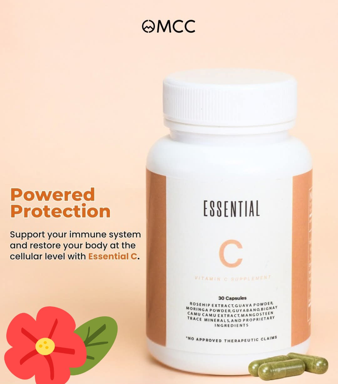 MCC Essential C Natural Supplement- 30 caps & 60 caps--LIMITED STOCK!