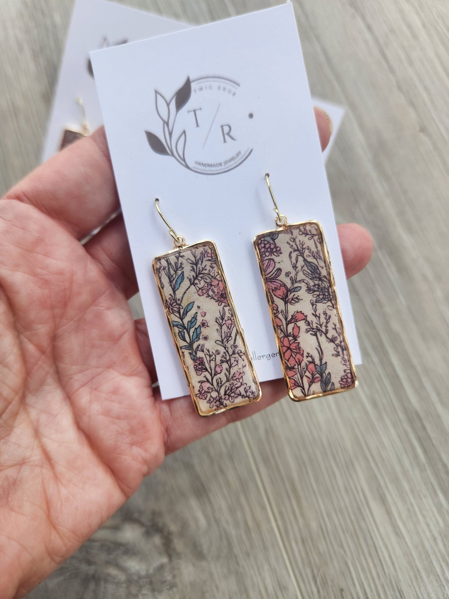 Boho Floral and gold dangles