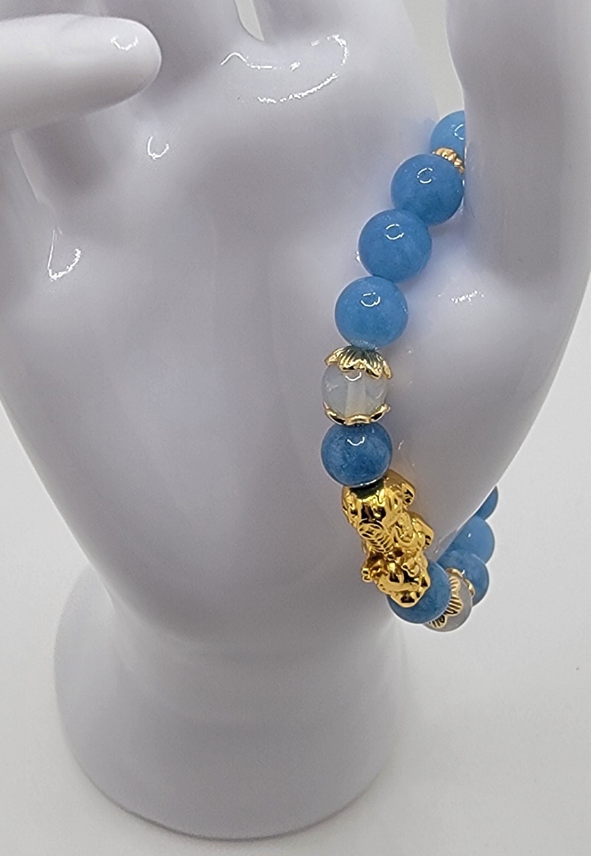 Aquamarine & Opal on 18K Gold Plated Pi Xiu (dragon) Charm with 18k Gold Plated Accents--FREE SHIPPING for this item!