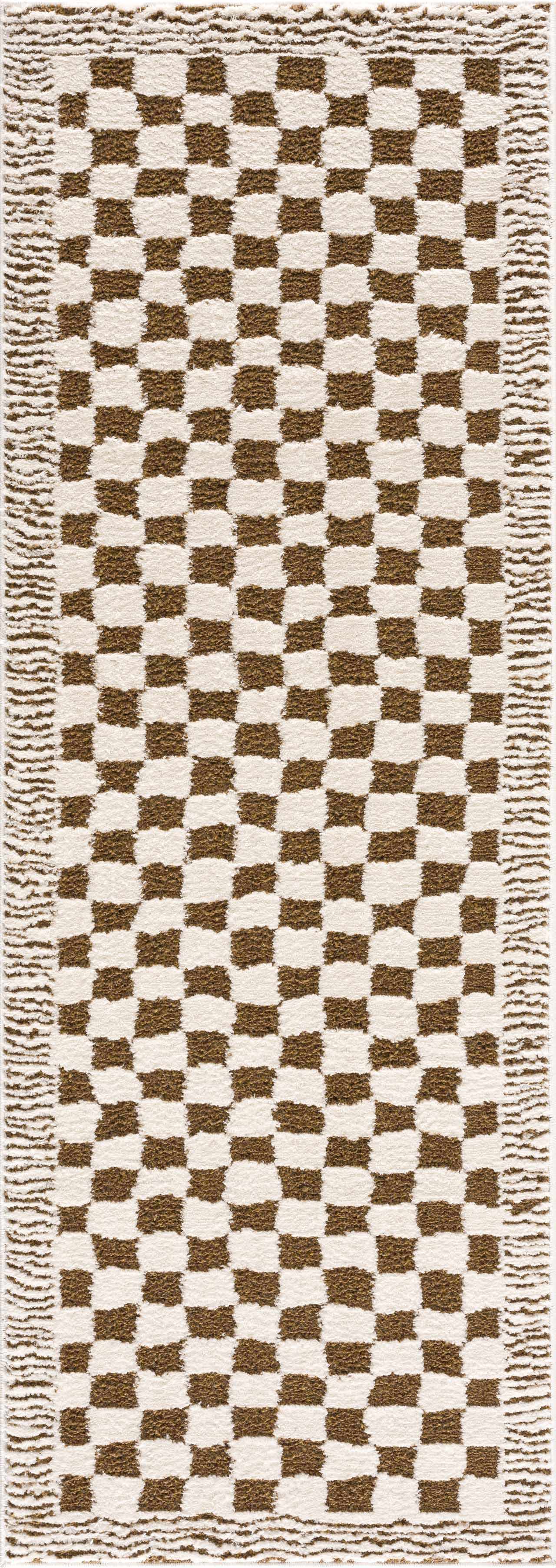 Leryn Brown & White Checkered Area Rug