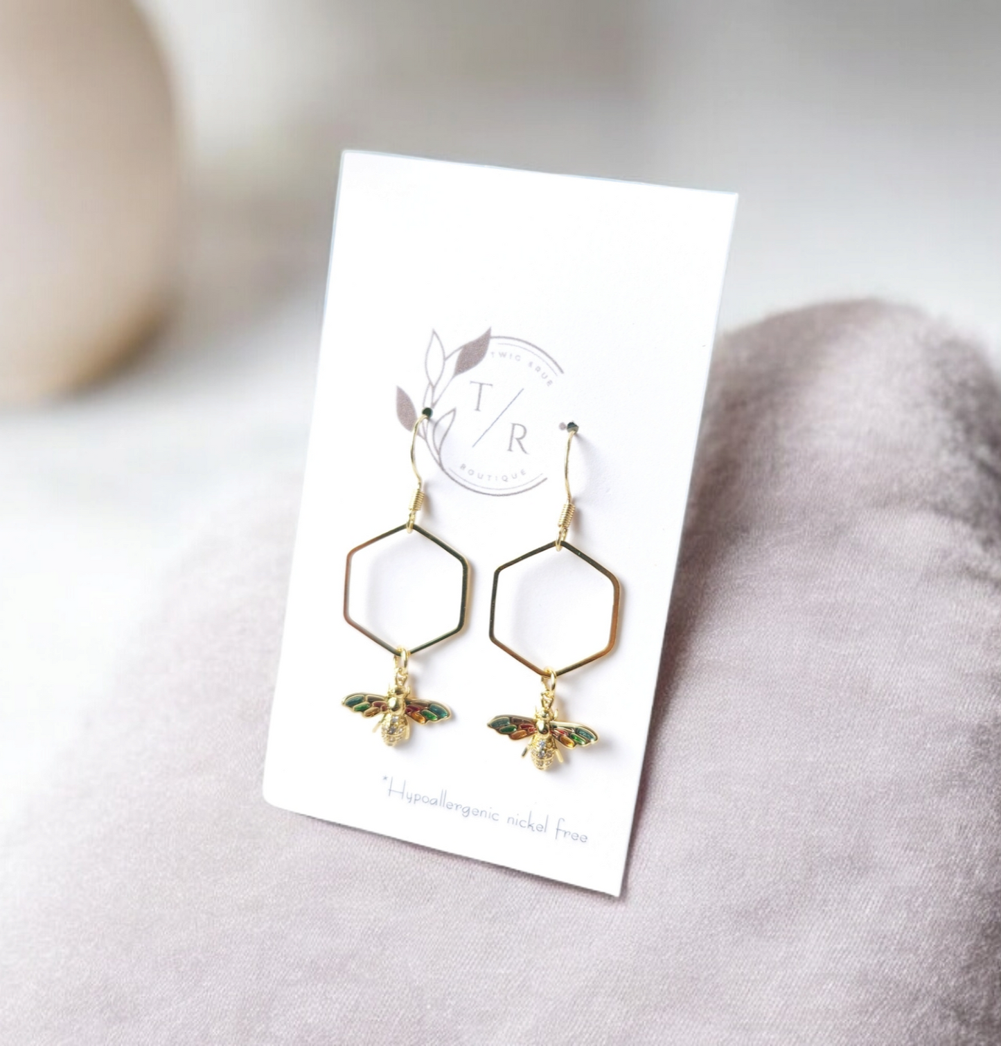 Golden bee earrings