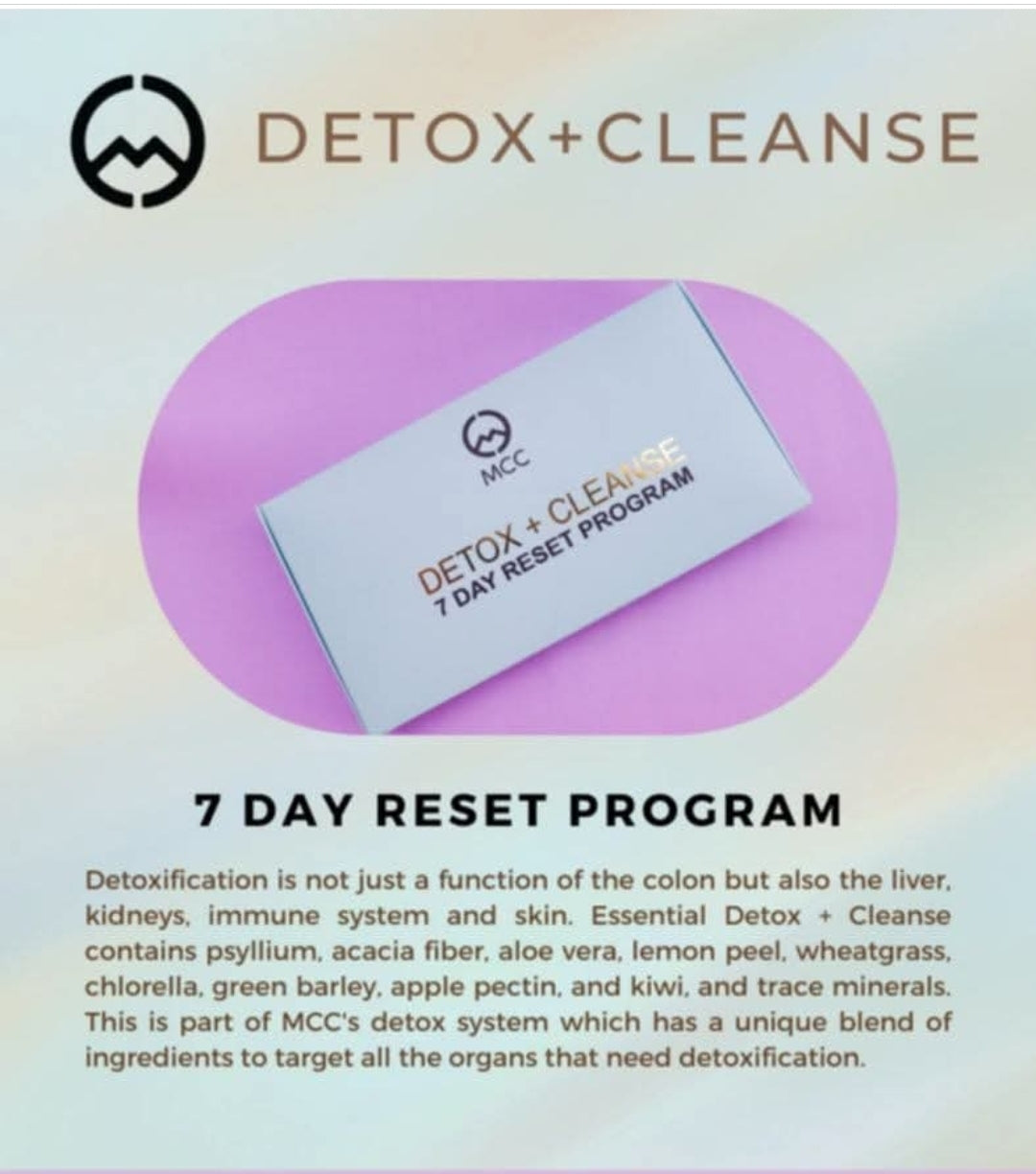 MCC Detox + Cleanse 7 Day Reset --LIMITED STOCK!