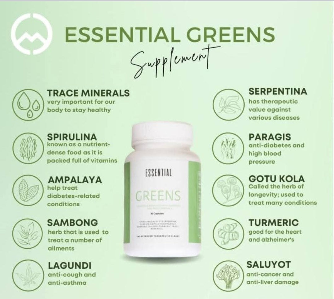MCC ESSENTIAL CARE --GREENS & C--AVAILABLE 30 & 60 CAPSULES!  SAVE MORE!