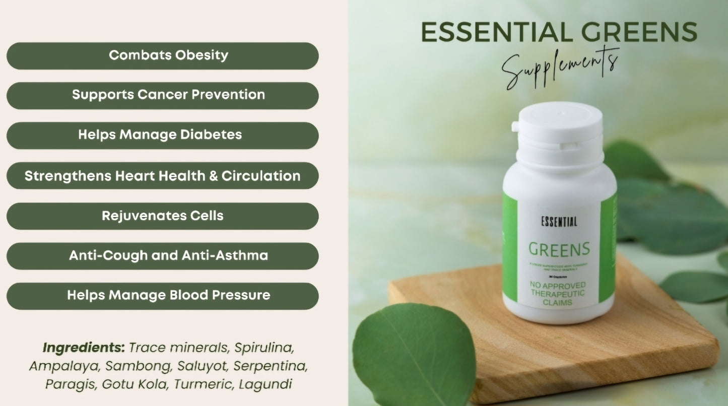 MCC ESSENTIAL CARE --GREENS & C--AVAILABLE 30 & 60 CAPSULES!  SAVE MORE!