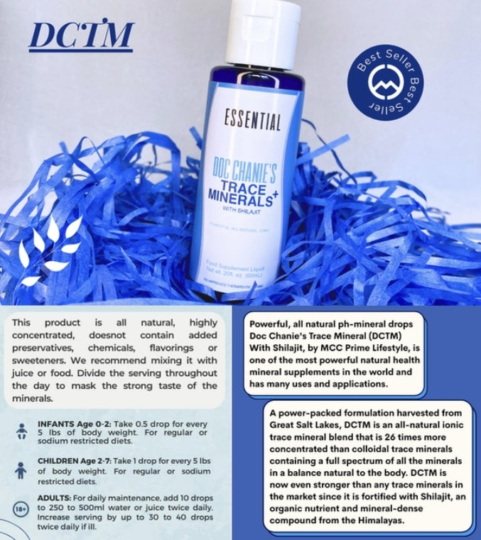 MCC Essential DCTM (Doc Chanie's Trace Minerals) with Shilajit- 20ml -- 60ml --100ml --LIMITED STOCK!