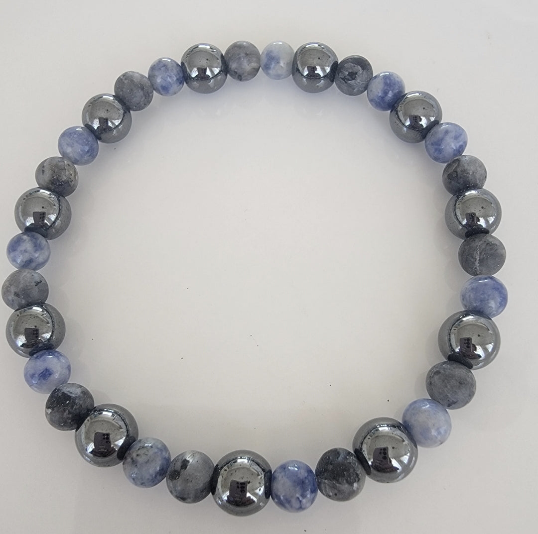 CASUAL SODALITE LABRODITE HEMATITE BRACELET