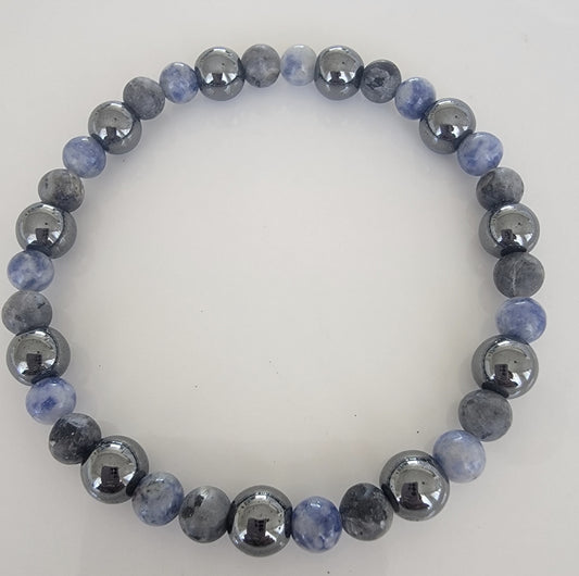 CASUAL SODALITE LABRODITE HEMATITE BRACELET