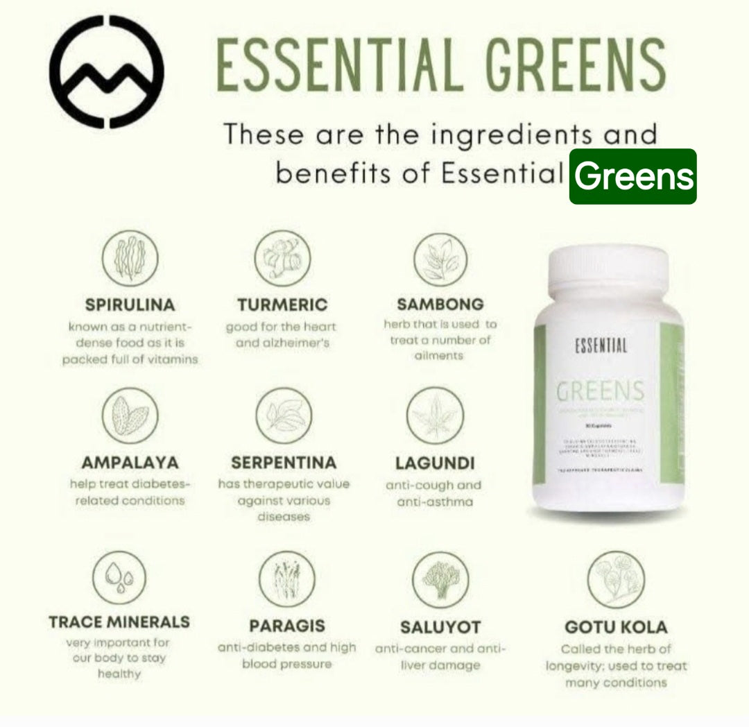 MCC Essential Greens Natural Food Supplement--60 capsules--SALE ENDS 12/31/25--SOLD OUT!--BACK ORDER IN 2 WEEKS!