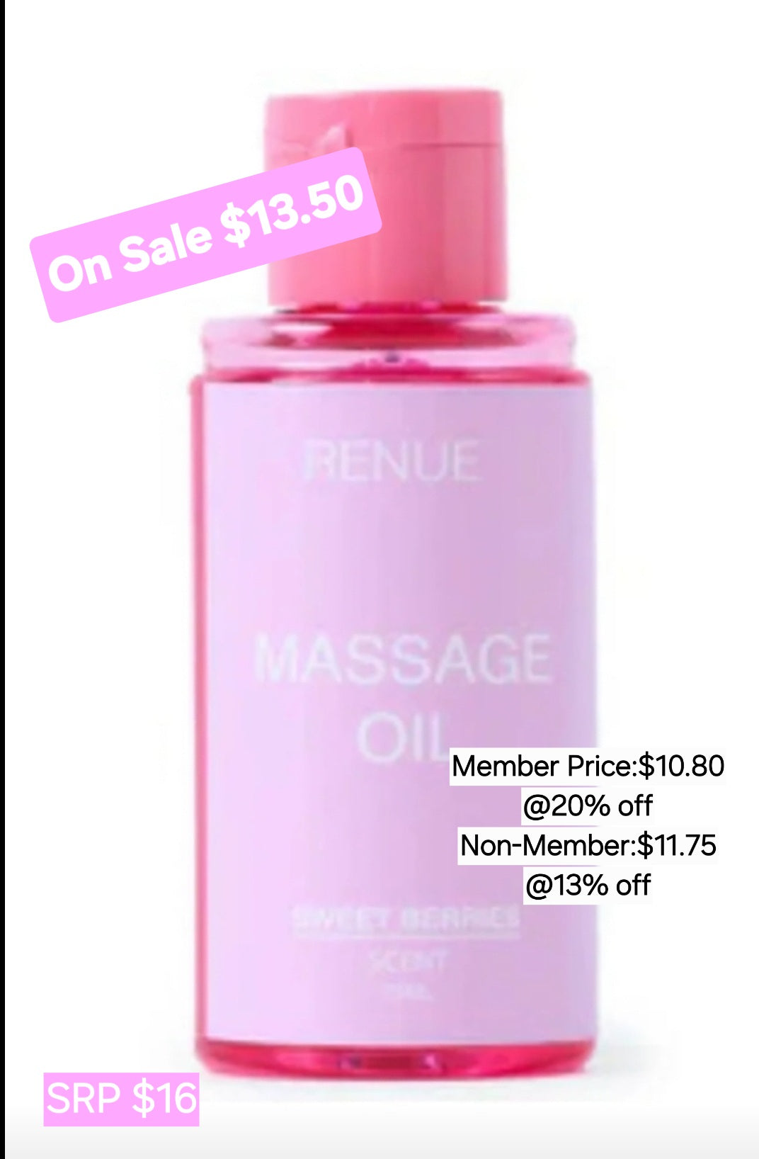 MCC RENUE MASSAGE OIL 50ML-READY TO SHIP--LIMITED STOCK!