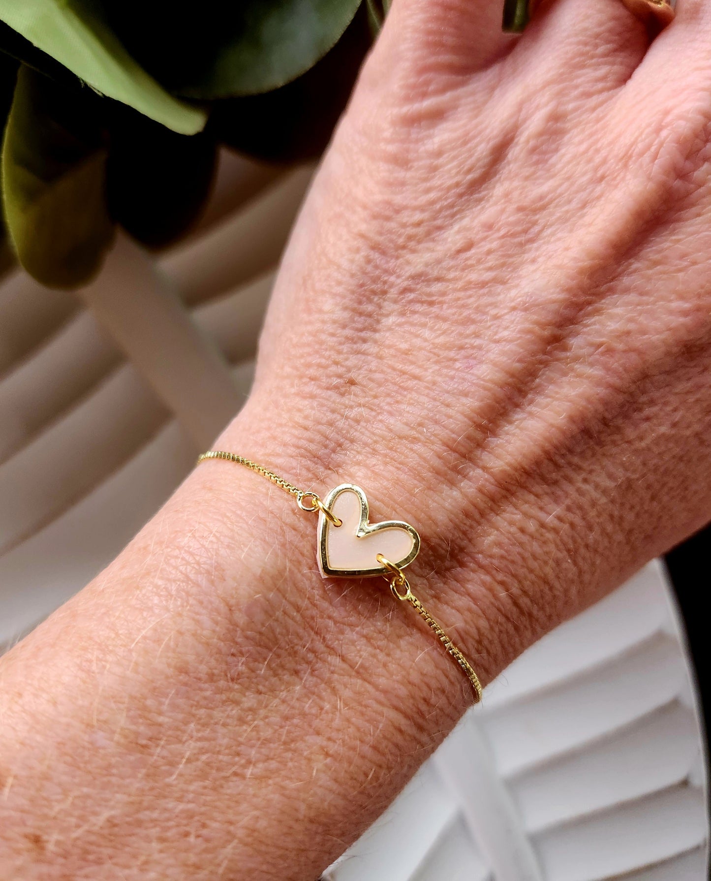 Gold Heart Slider Bracelet- 18k gold plated